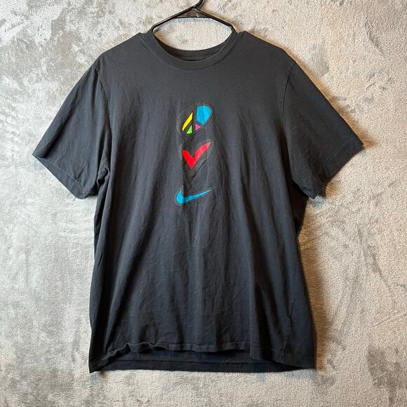 Nike Peace Love Swoosh T Shirt Black Size Large - Picture 1 of 6